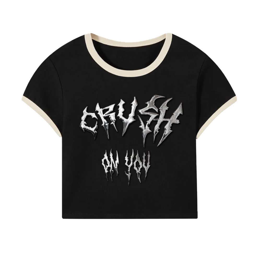 CRUSH ON YOU - BABY RINGER TEE - BLACK