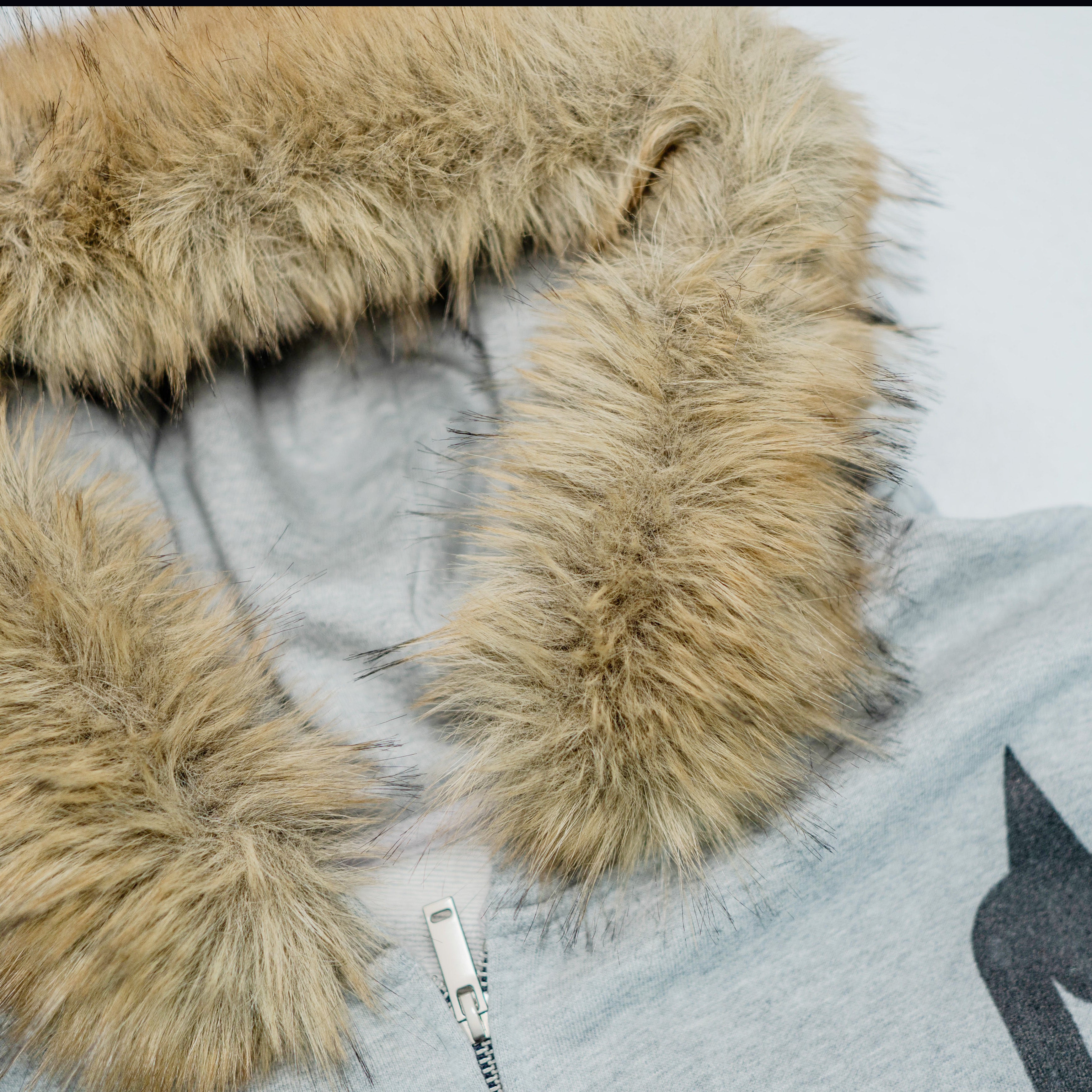 WOLFIE HOODED FAUX FUR HOODIE - GREY