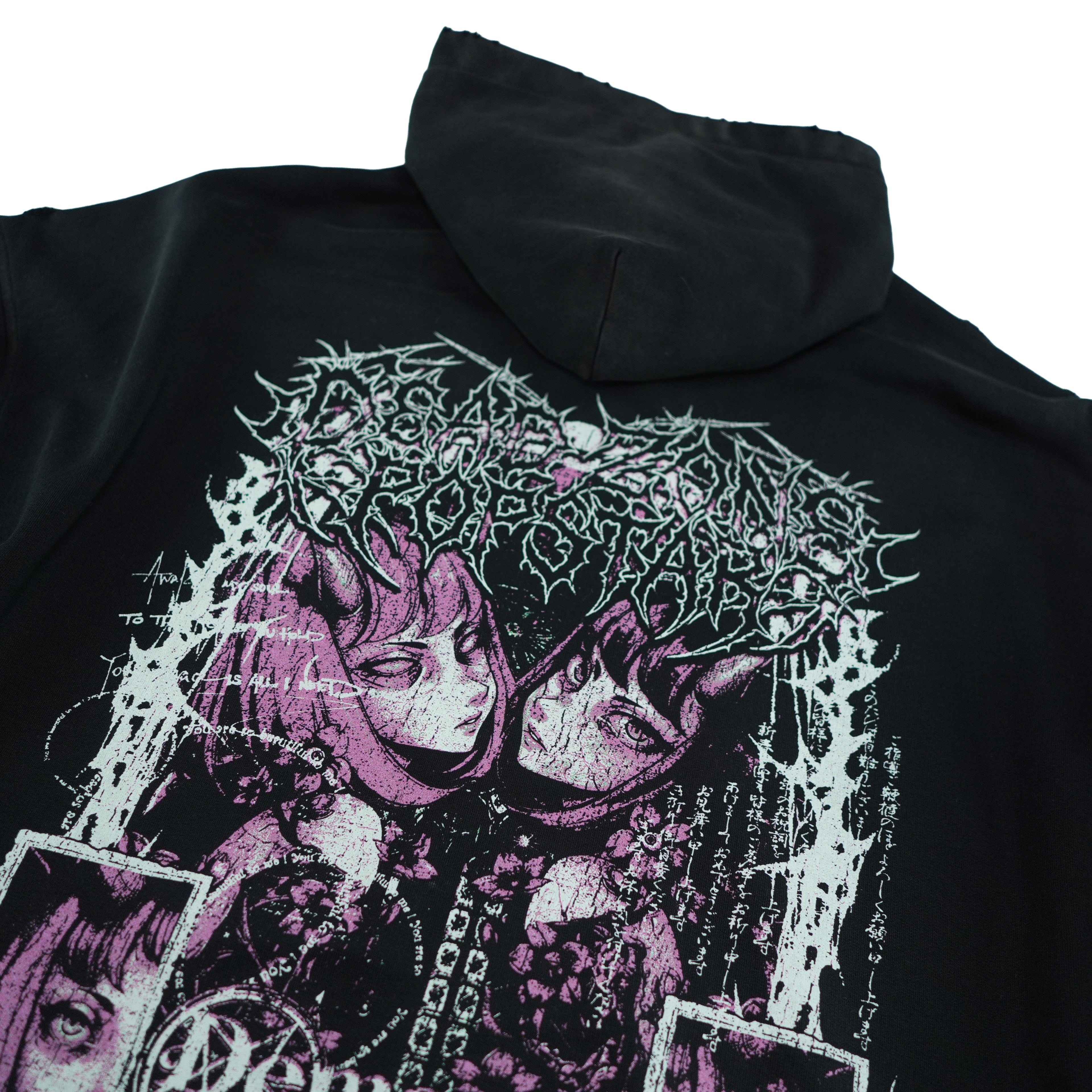DEMONIC ANGELS HOODIE - DISTRESSED HOODIE - FADED SUN BLACK