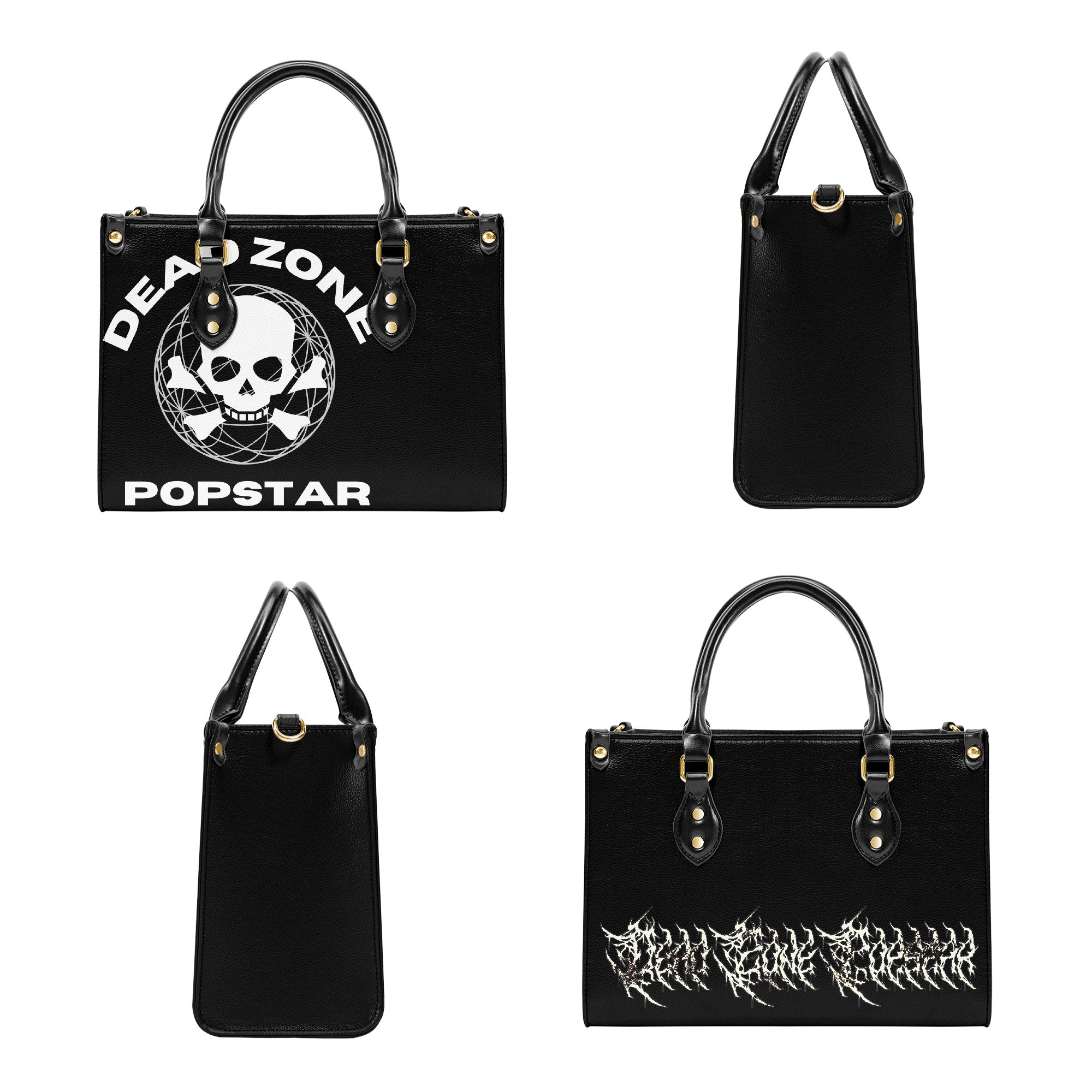 Medium Everyday Gothie Carry Bag Y2K Grunge Goth Rock Death Metal Streetwear Graphics on Front &  Back