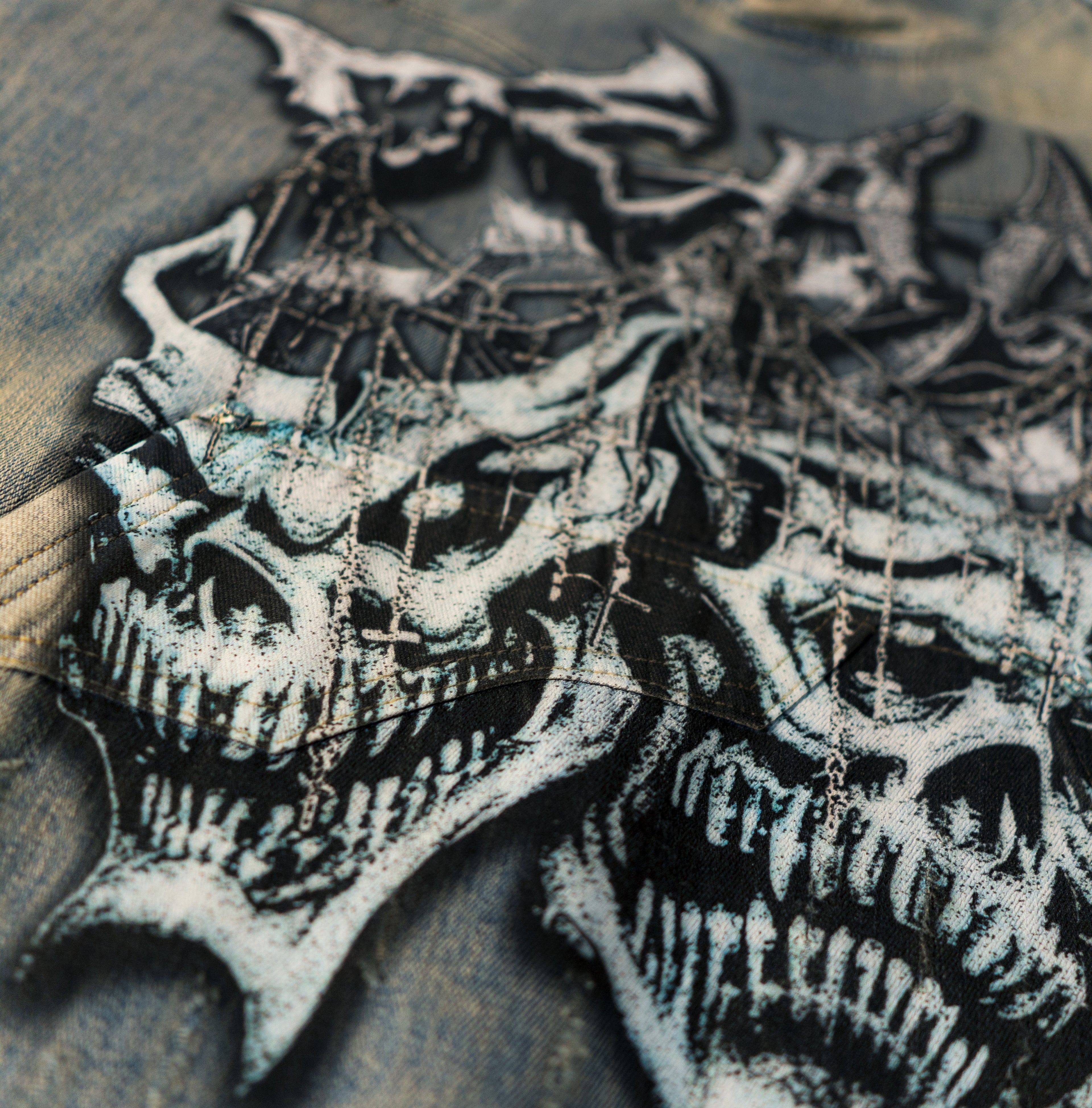 DEAD FACEZ - DENIM HOODIE - BLUE STONE