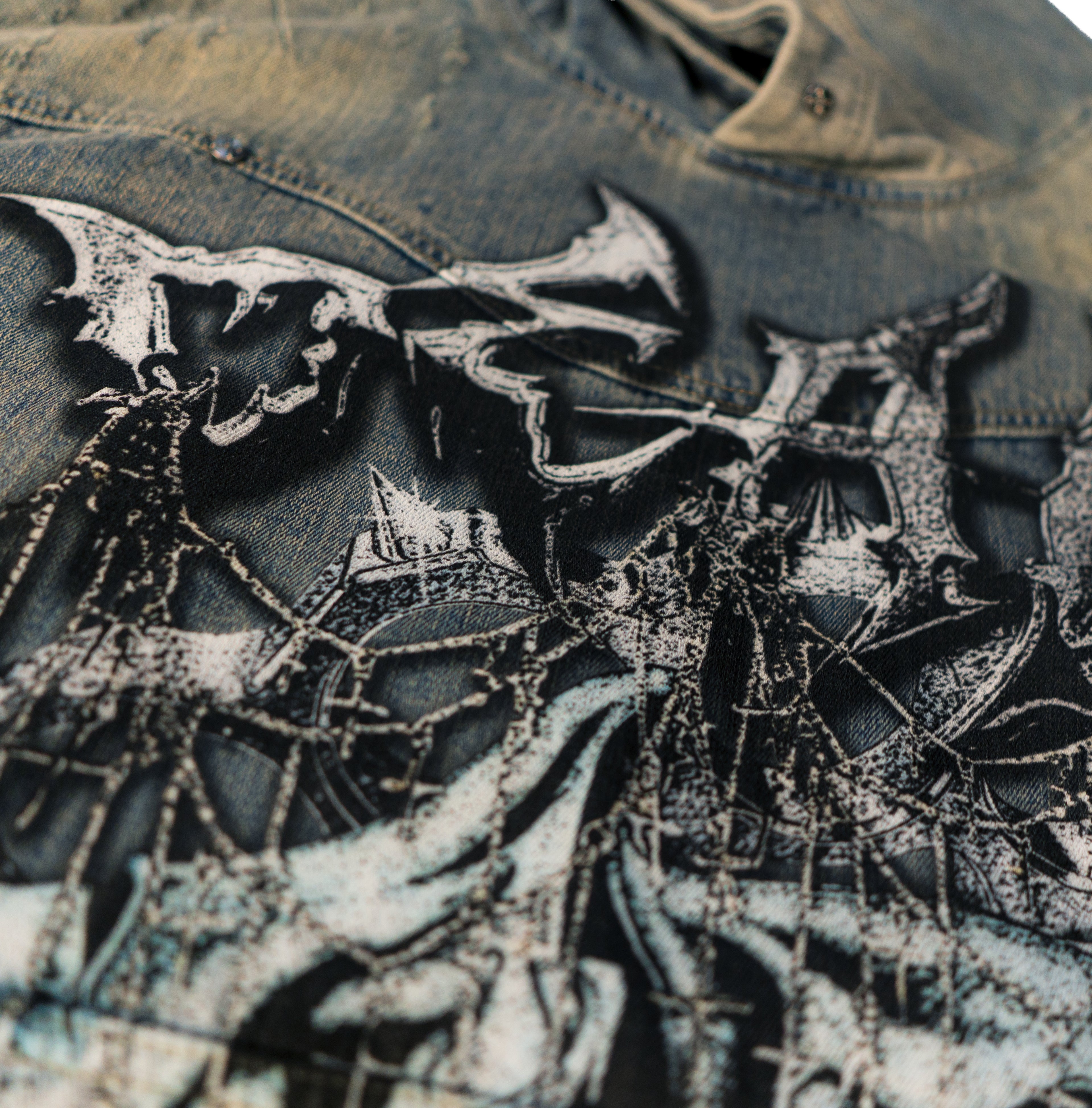 DEAD FACEZ - DENIM HOODIE - BLUE STONE