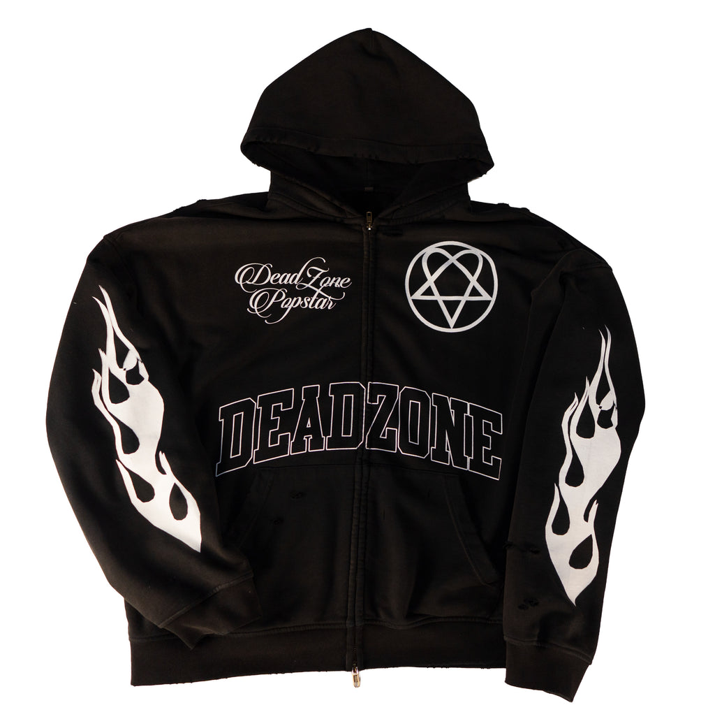 LET'S DIE TOGETHER - DISTRESSED HOODIE - FADED SUN BLACK
