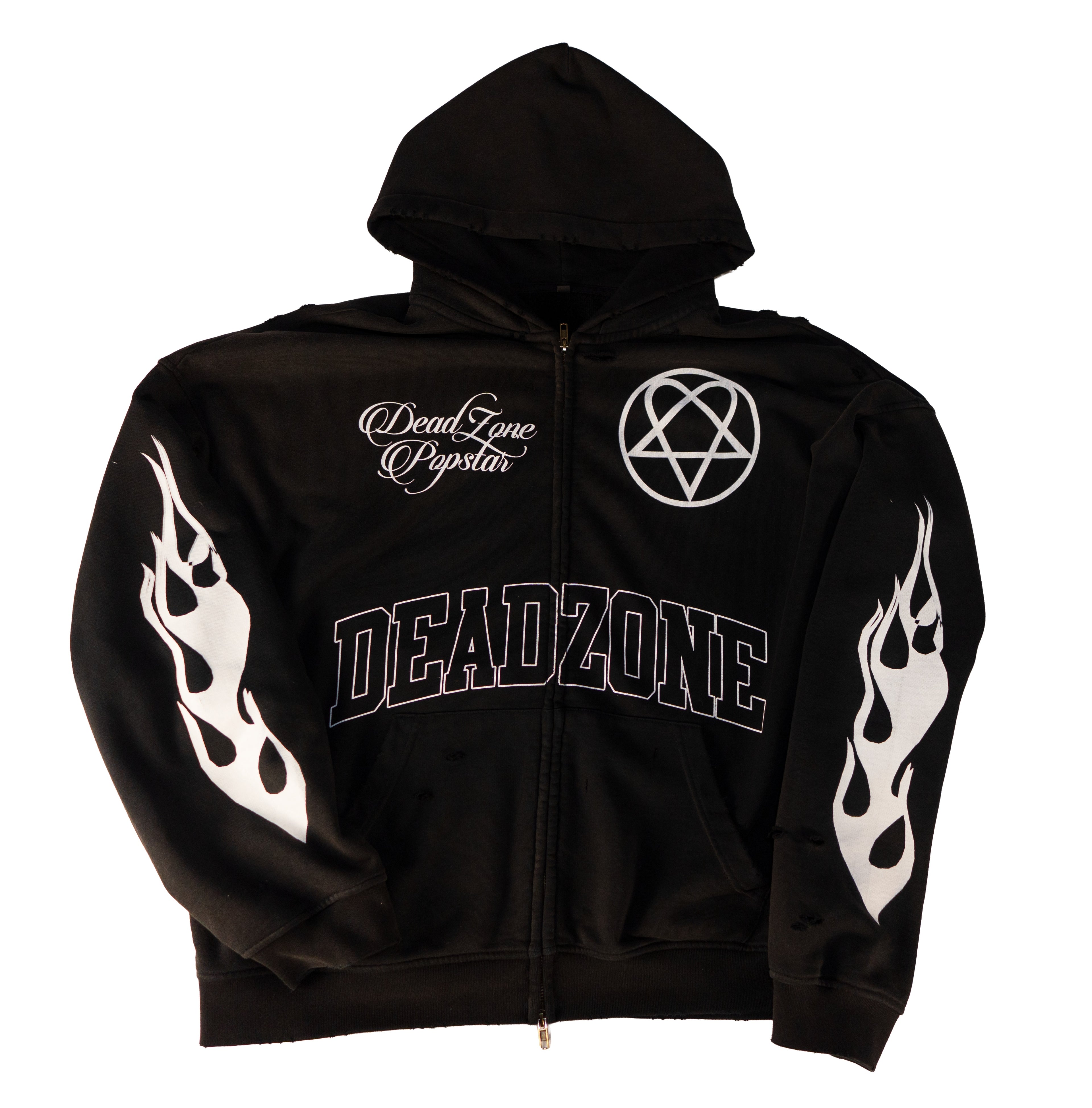 LET'S DIE TOGETHER - DISTRESSED HOODIE - FADED SUN BLACK