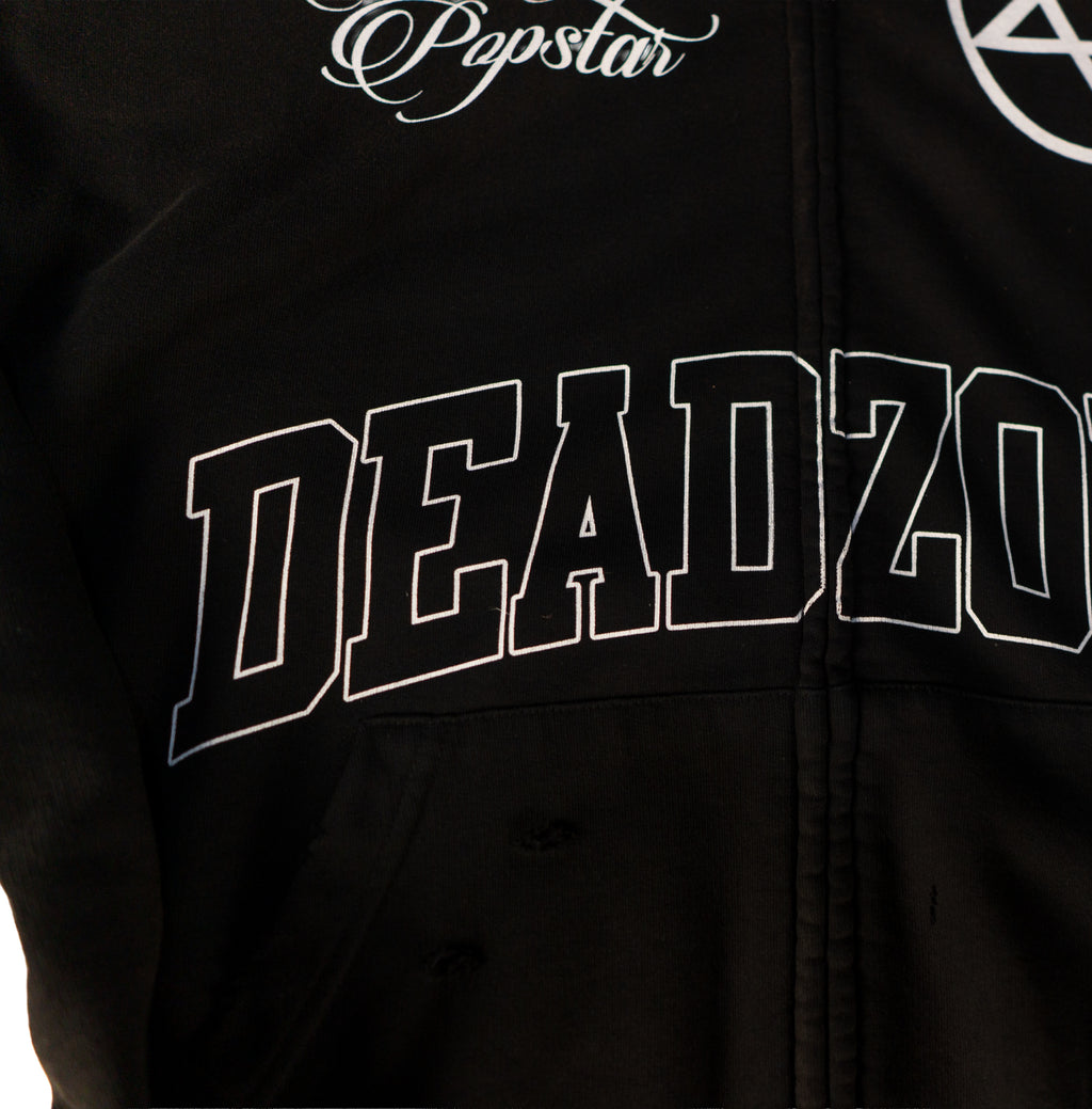 LET'S DIE TOGETHER - DISTRESSED HOODIE - FADED SUN BLACK