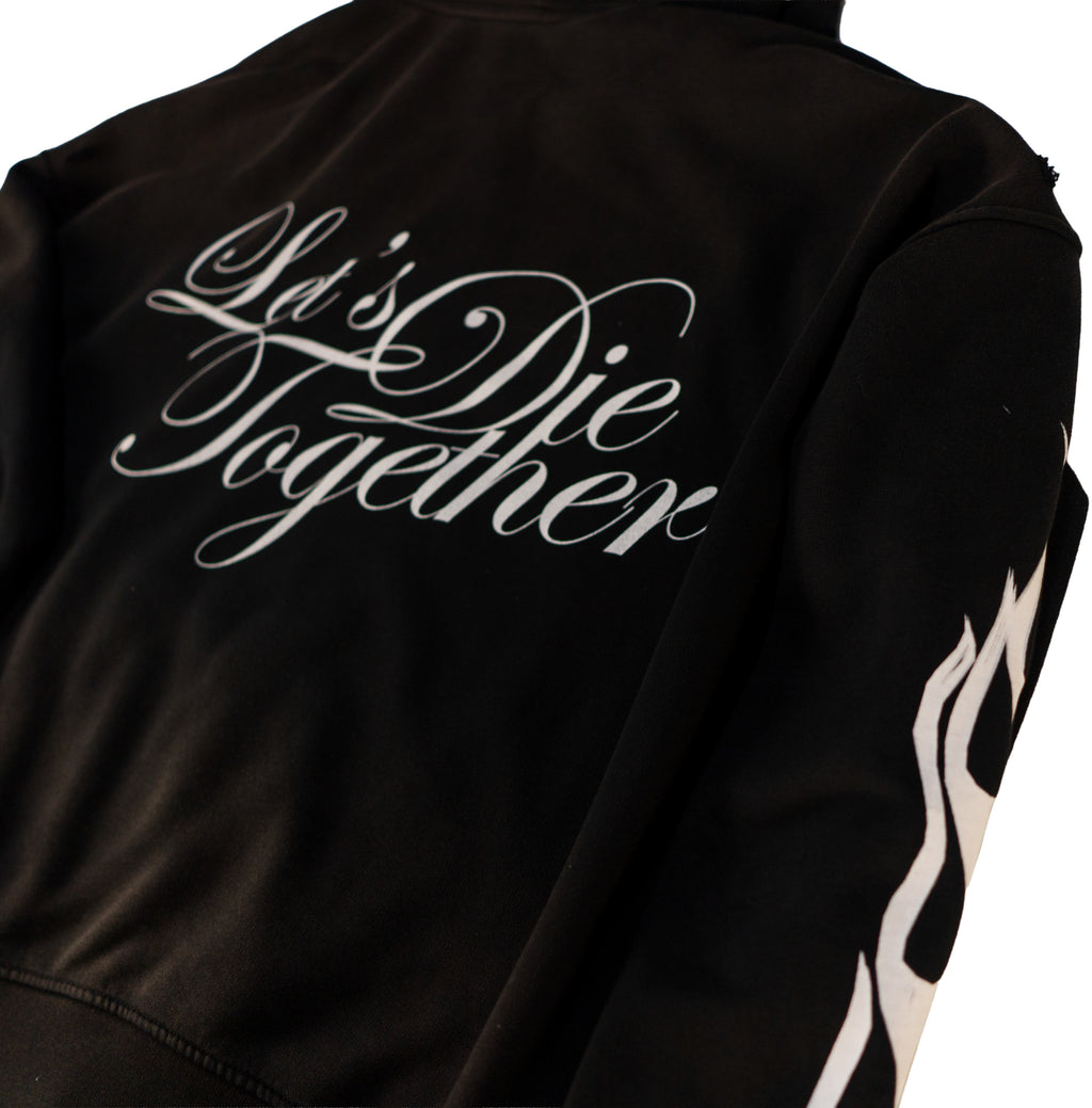 LET'S DIE TOGETHER - DISTRESSED HOODIE - FADED SUN BLACK