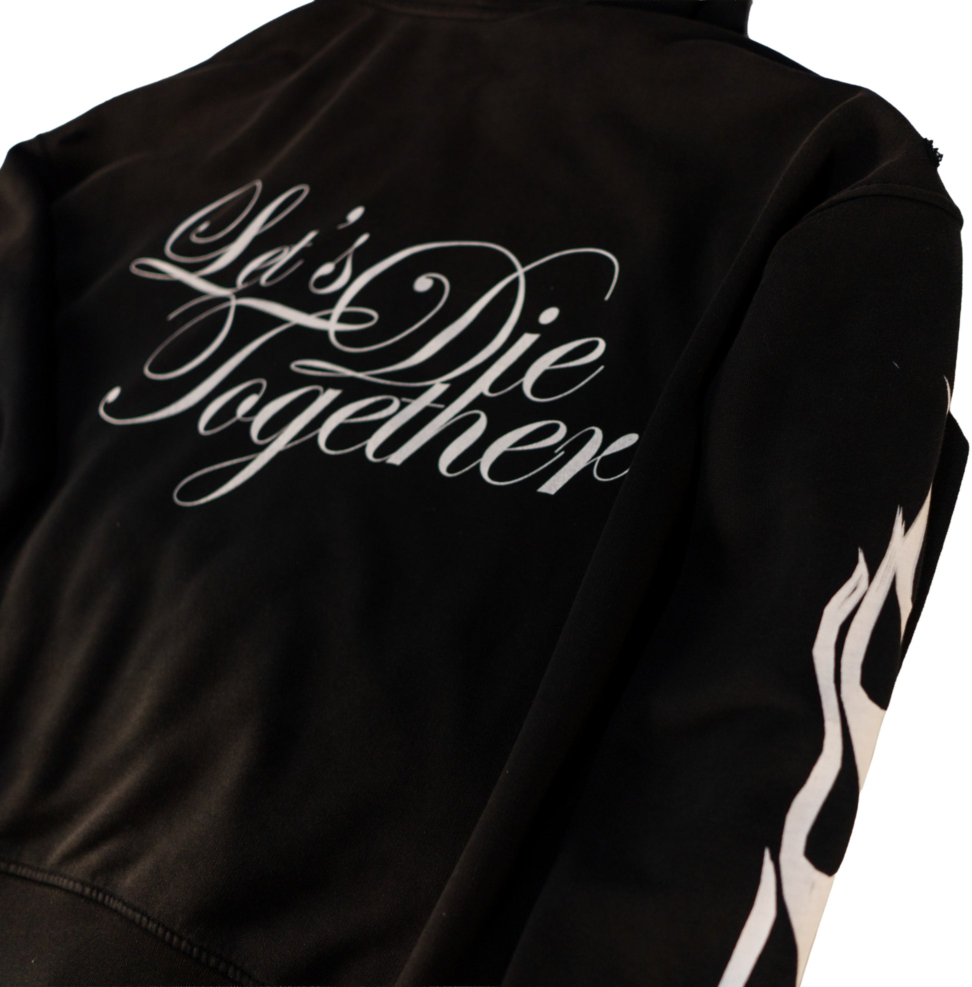 LET'S DIE TOGETHER - DISTRESSED HOODIE - FADED SUN BLACK
