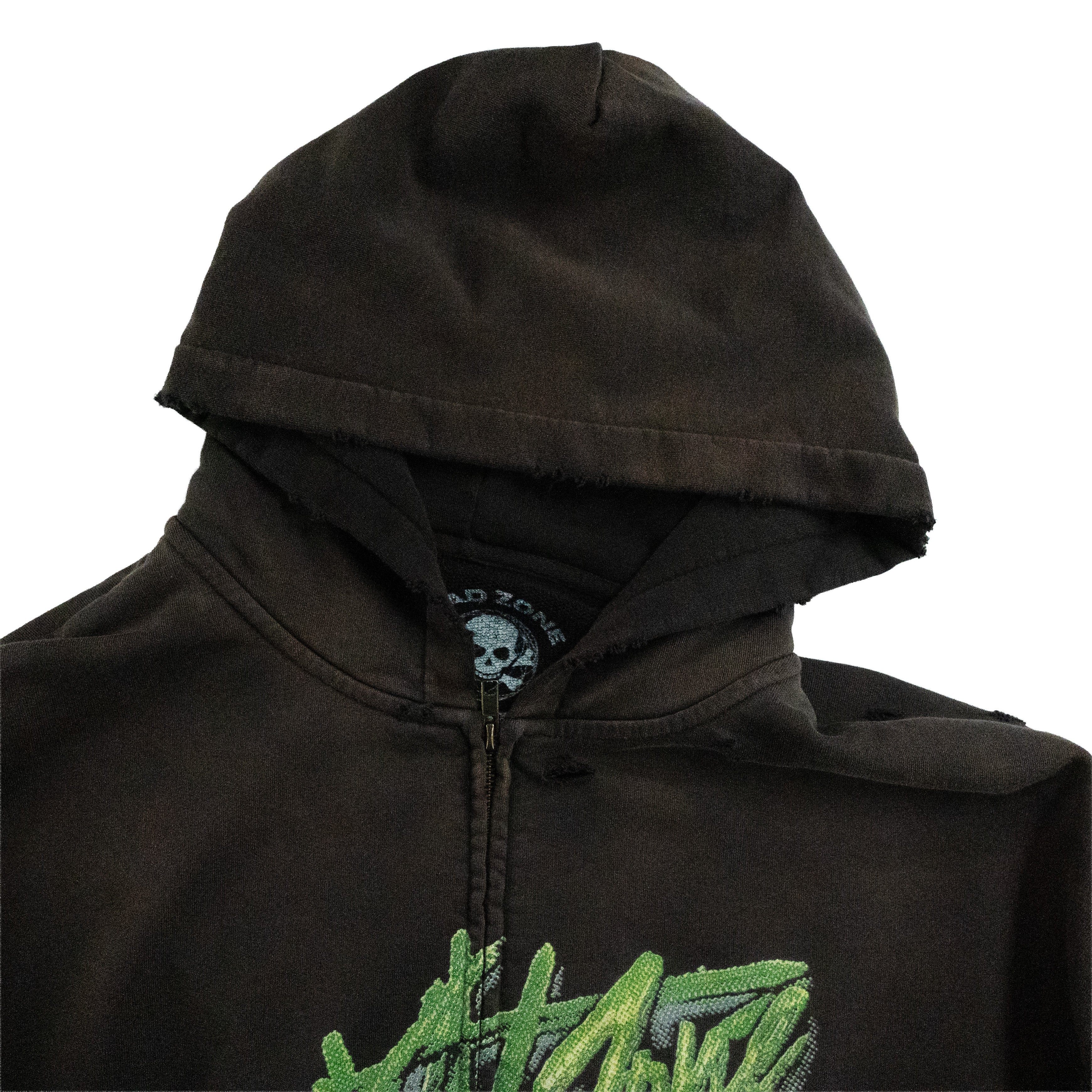 NAIL LIPS - DISTRESSED HOODIE - FADED DARK GRAY