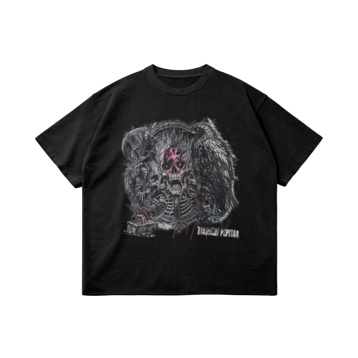 RAVENBORN - HEM T-SHIRT - SNOW WASH BLACK