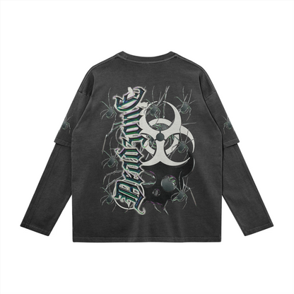 GREEN DEAD METAL SPIDERZ - HYBRID LONG SLEEVE T-SHIRT - DARK GREY