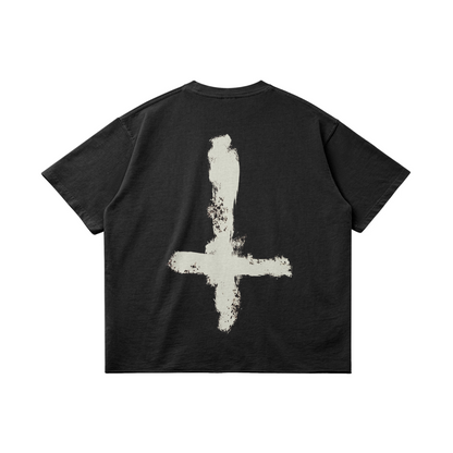 DEATH METAL - HEM T-SHIRT - SNOW WASH BLACK