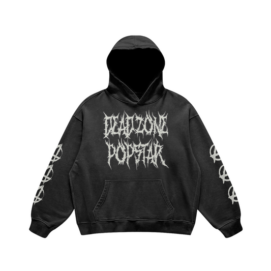 DEATH METAL - RETRO HOODIE - FADED BLACK