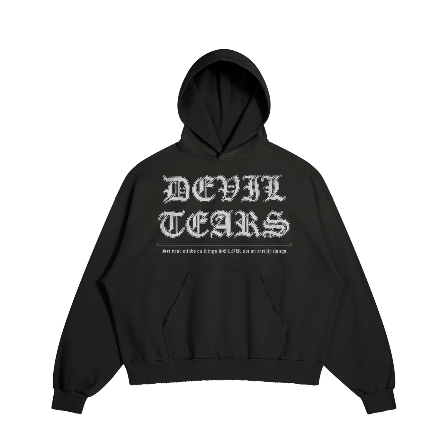 DEVIL TEARS - RIPPED HOODIE - BLACK